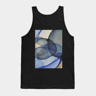 Blue, Grey and Black Abstract Art Tank Top